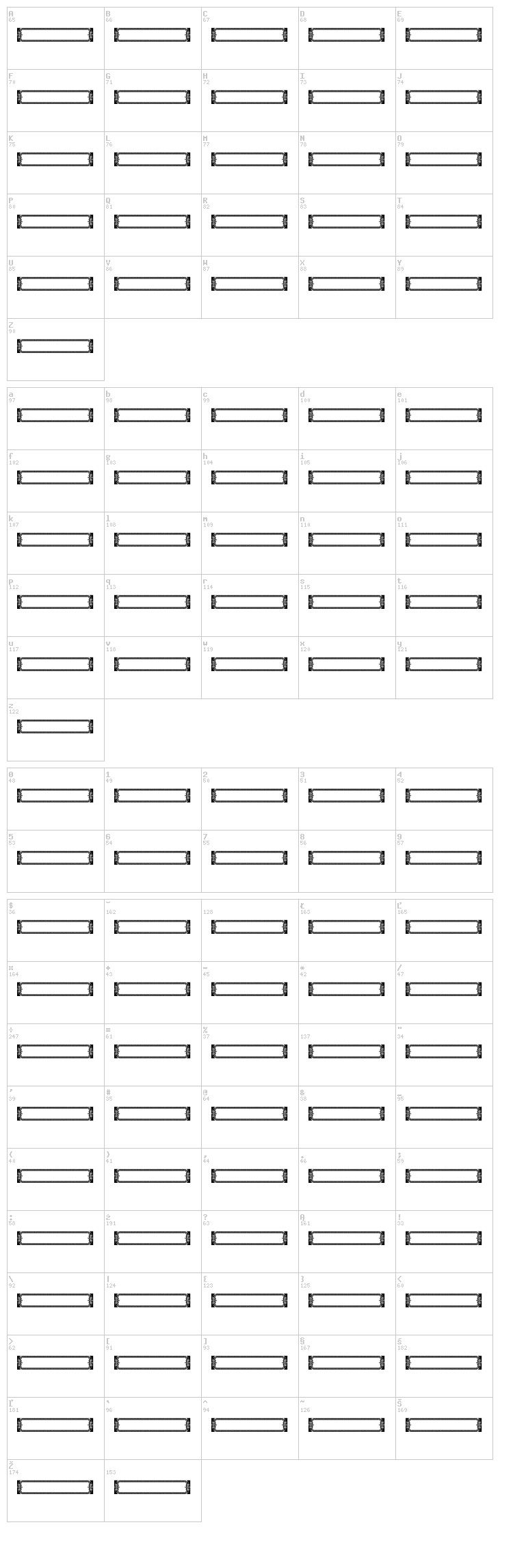 Vintage Panels 010 font map